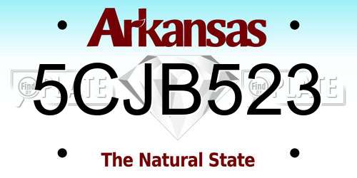 5CJB523 Arkansas License Plate