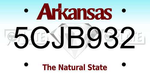 5CJB932 Arkansas License Plate