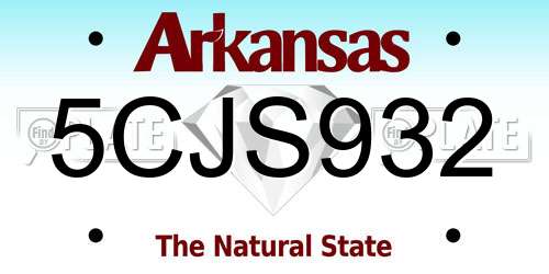 5CJS932 Arkansas License Plate
