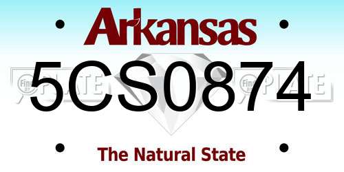 5CS0874 Arkansas License Plate