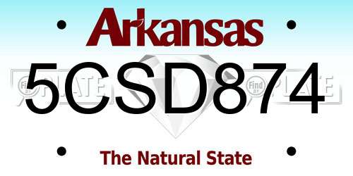 5CSD874 Arkansas License Plate
