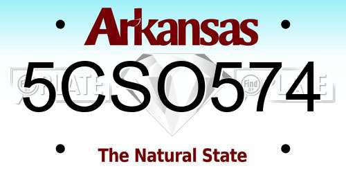 5CSO574 Arkansas License Plate