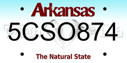 5CSO874 Arkansas License Plate