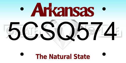 5CSQ574 Arkansas License Plate