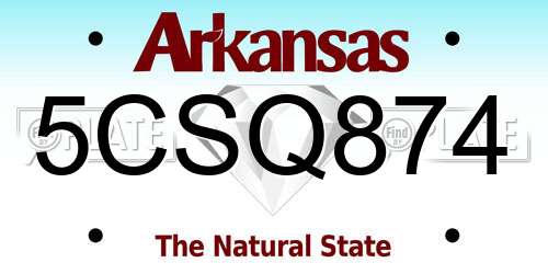 5CSQ874 Arkansas License Plate