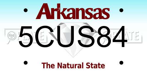 5CUS84 Arkansas License Plate