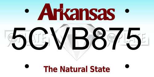 5CVB875 Arkansas License Plate