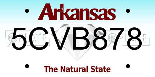 5CVB878 Arkansas License Plate