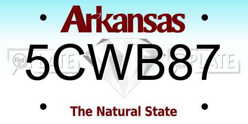 5CWB87 Arkansas License Plate