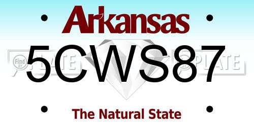 5CWS87 Arkansas License Plate