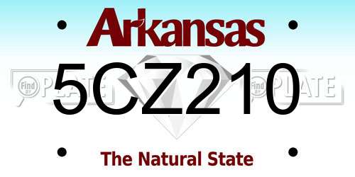 5CZ210 Arkansas License Plate