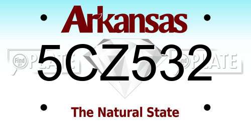 5CZ532 Arkansas License Plate