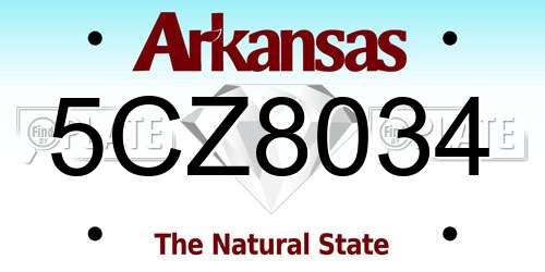5CZ8034 Arkansas License Plate