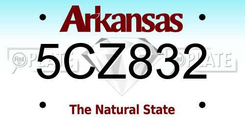 5CZ832 Arkansas License Plate