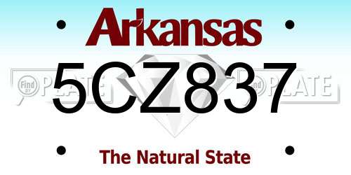5CZ837 Arkansas License Plate