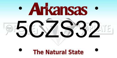 5CZS32 Arkansas License Plate