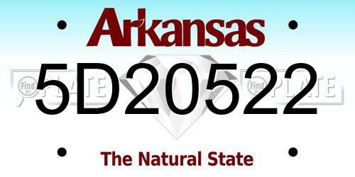 5D20522 Arkansas License Plate