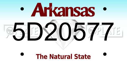 5D20577 Arkansas License Plate
