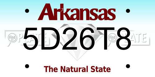 5D26T8 Arkansas License Plate
