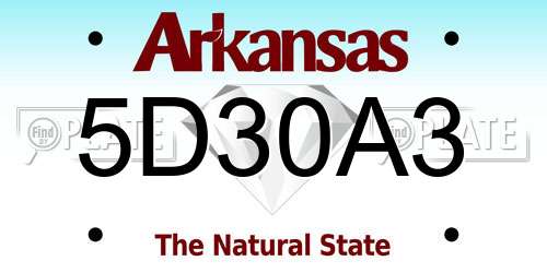 5D30A3 Arkansas License Plate
