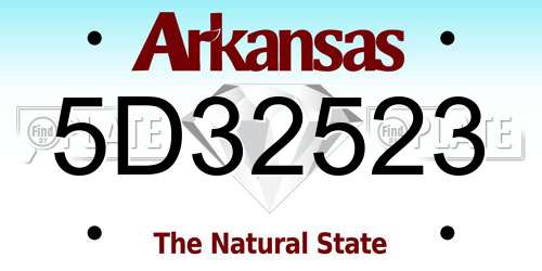 5D32523 Arkansas License Plate