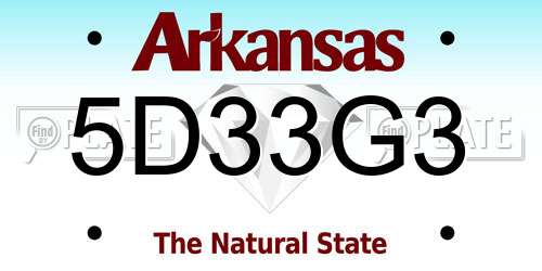 5D33G3 Arkansas License Plate