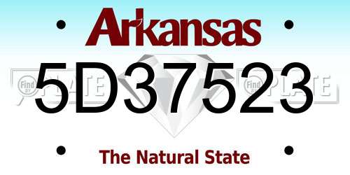 5D37523 Arkansas License Plate