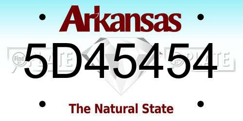 5D45454 Arkansas License Plate
