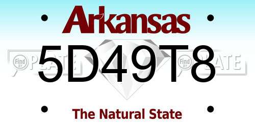 5D49T8 Arkansas License Plate