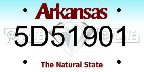 5D51901 Arkansas License Plate