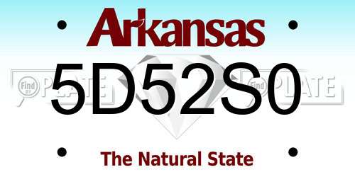5D52S0 Arkansas License Plate