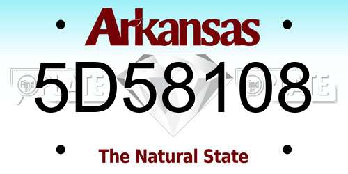5D58108 Arkansas License Plate