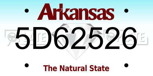 5D62526 Arkansas License Plate