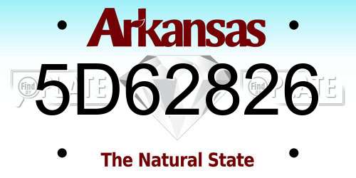 5D62826 Arkansas License Plate