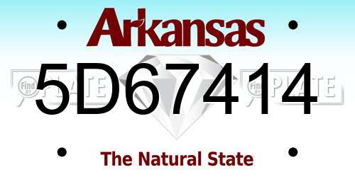 5D67414 Arkansas License Plate
