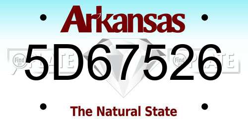5D67526 Arkansas License Plate