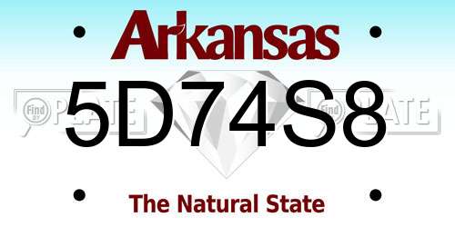 5D74S8 Arkansas License Plate
