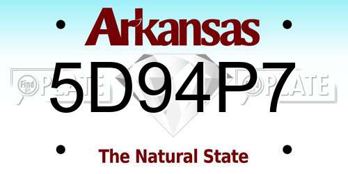 5D94P7 Arkansas License Plate