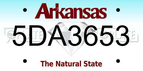 5DA3653 Arkansas License Plate