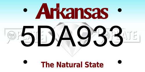 5DA933 Arkansas License Plate