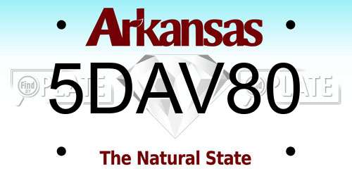 5DAV80 Arkansas License Plate