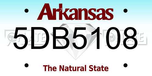5DB5108 Arkansas License Plate