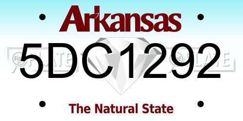 5DC1292 Arkansas License Plate