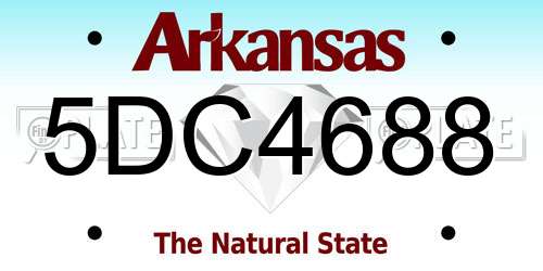 5DC4688 Arkansas License Plate