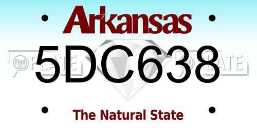 5DC638 Arkansas License Plate