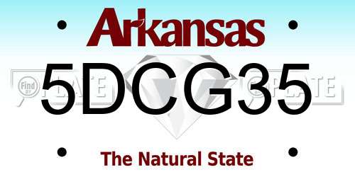 5DCG35 Arkansas License Plate