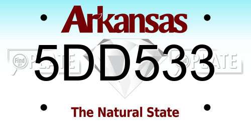 5DD533 Arkansas License Plate