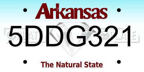5DDG321 Arkansas License Plate