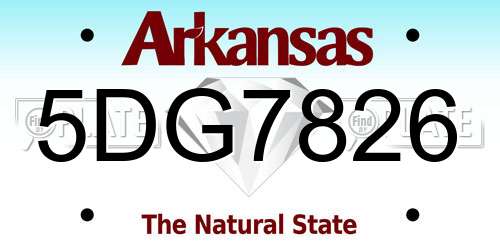 5DG7826 Arkansas License Plate