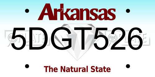5DGT526 Arkansas License Plate